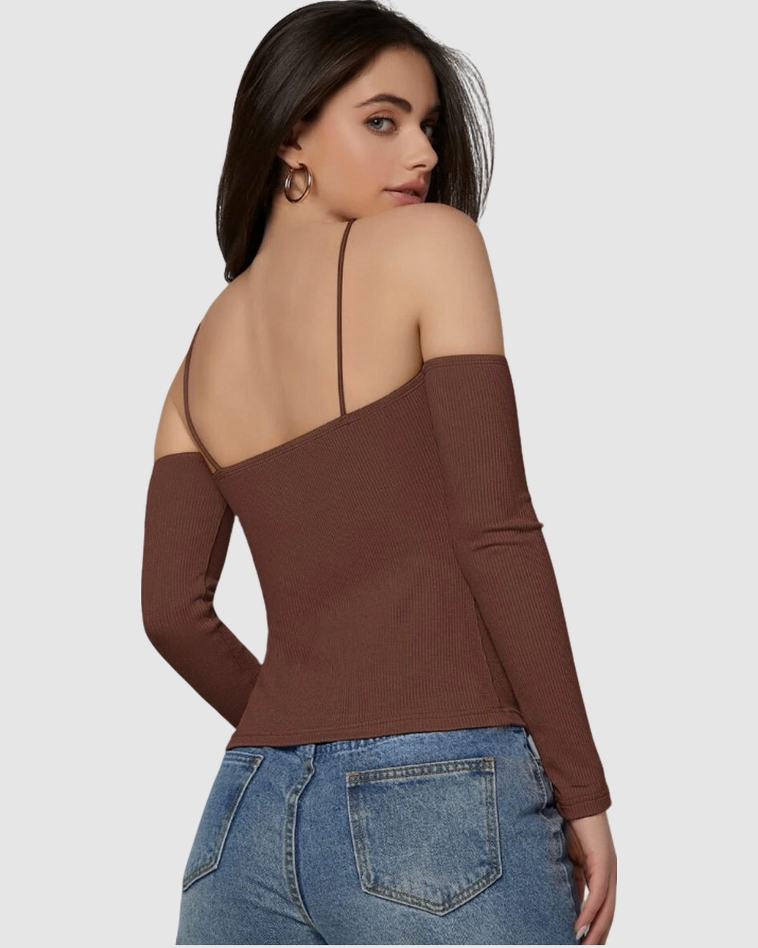 Off Shoulder Rib-knit Top