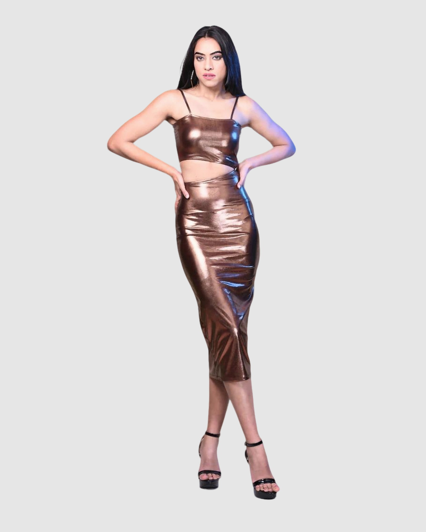 METALLIC CUT OUT DRESS